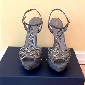 Sergio Rossi suede strappy sandal with crystals !